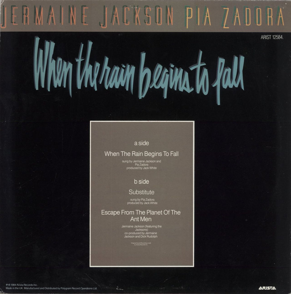 Jermaine Jackson When The Rain Begins To Fall UK 12" vinyl single (12 inch record / Maxi-single)