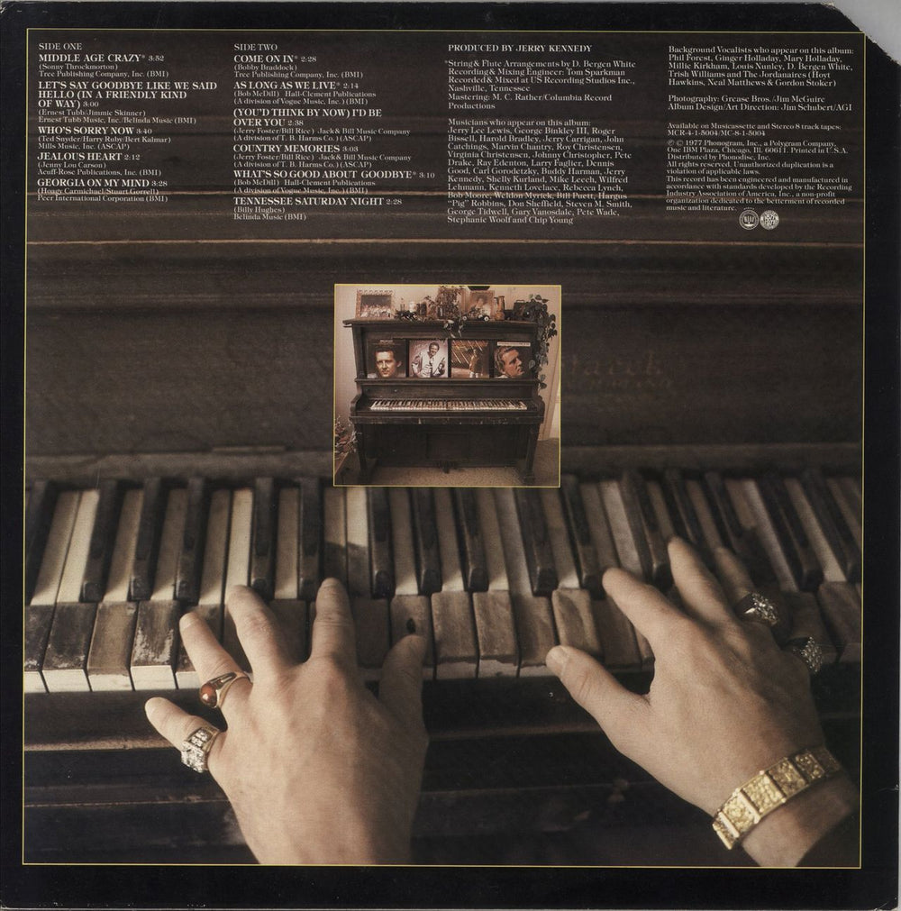 Jerry Lee Lewis Country Memories US vinyl LP album (LP record)