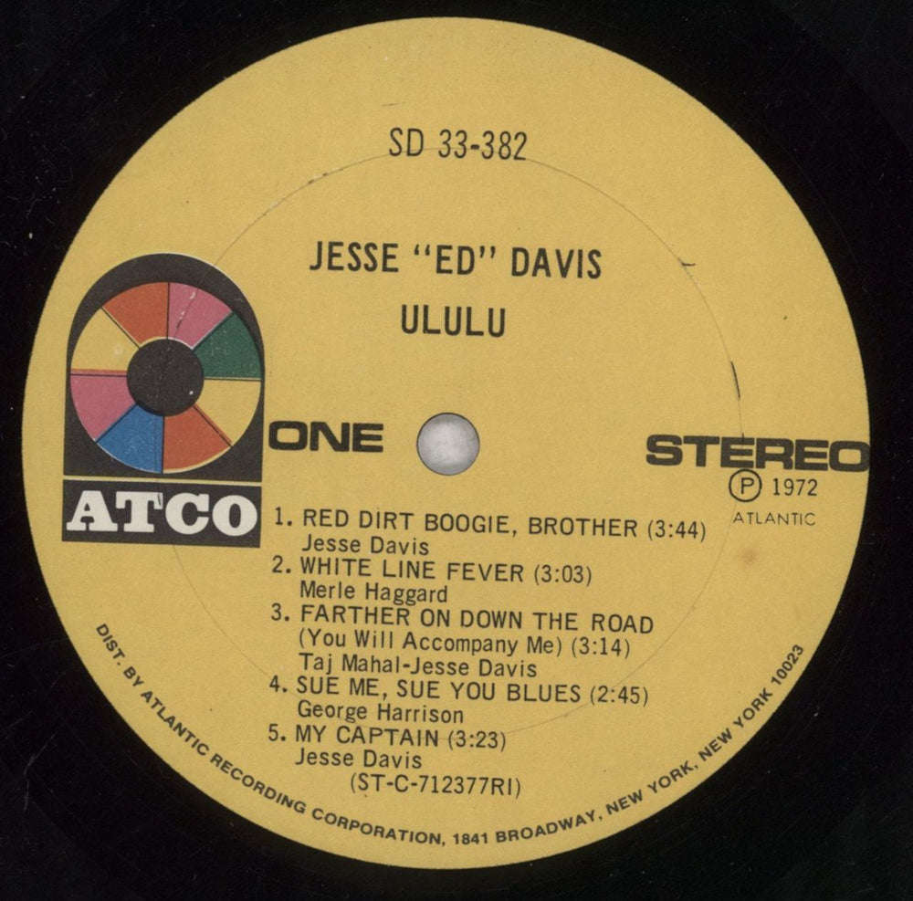 Jesse 'Ed' Davis Ululu US vinyl LP album (LP record) JDVLPUL605033