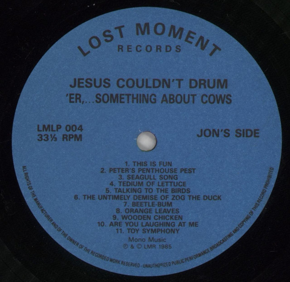 Jesus Couldn't Drum Er, ...Something About Cows UK vinyl LP album (LP record) 84YLPER860356
