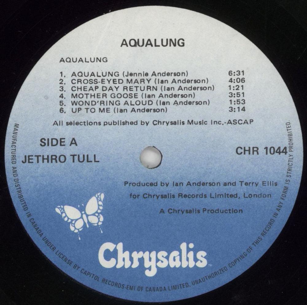 Jethro Tull Aqualung Canadian vinyl LP album (LP record) TULLPAQ653032