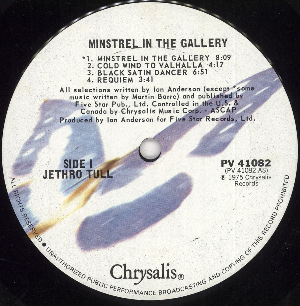 Jethro Tull Minstrel In The Gallery US vinyl LP album (LP record) TULLPMI732912