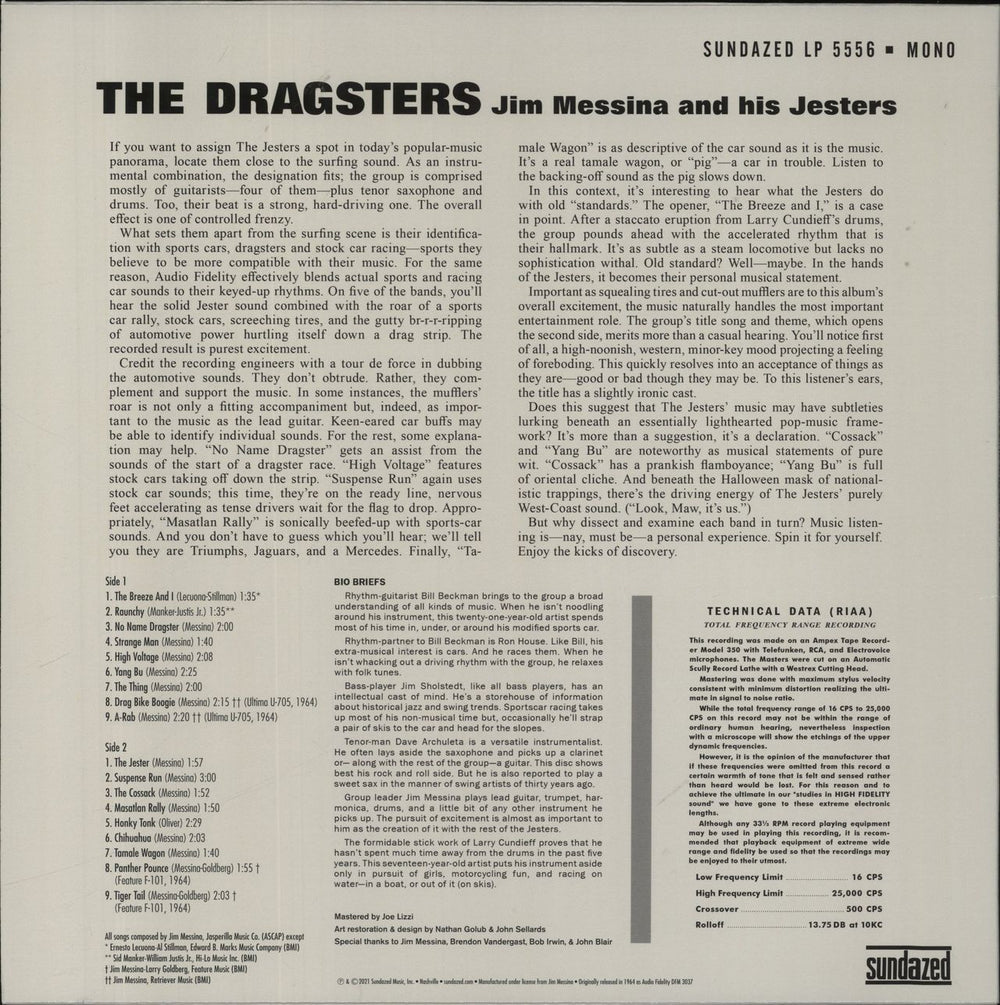 Jim Messina The Dragsters - Blue Vinyl - RSD US vinyl LP album (LP record) 090771555618