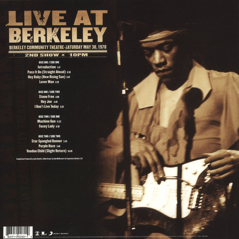 Jimi Hendrix Live At Berkeley - 200gm US 2-LP vinyl record set (Double LP Album) 886919926019