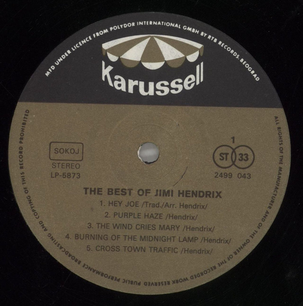 Jimi Hendrix The Best Of Jimi Hendrix Yugoslavian vinyl LP album (LP record) HENLPTH857776