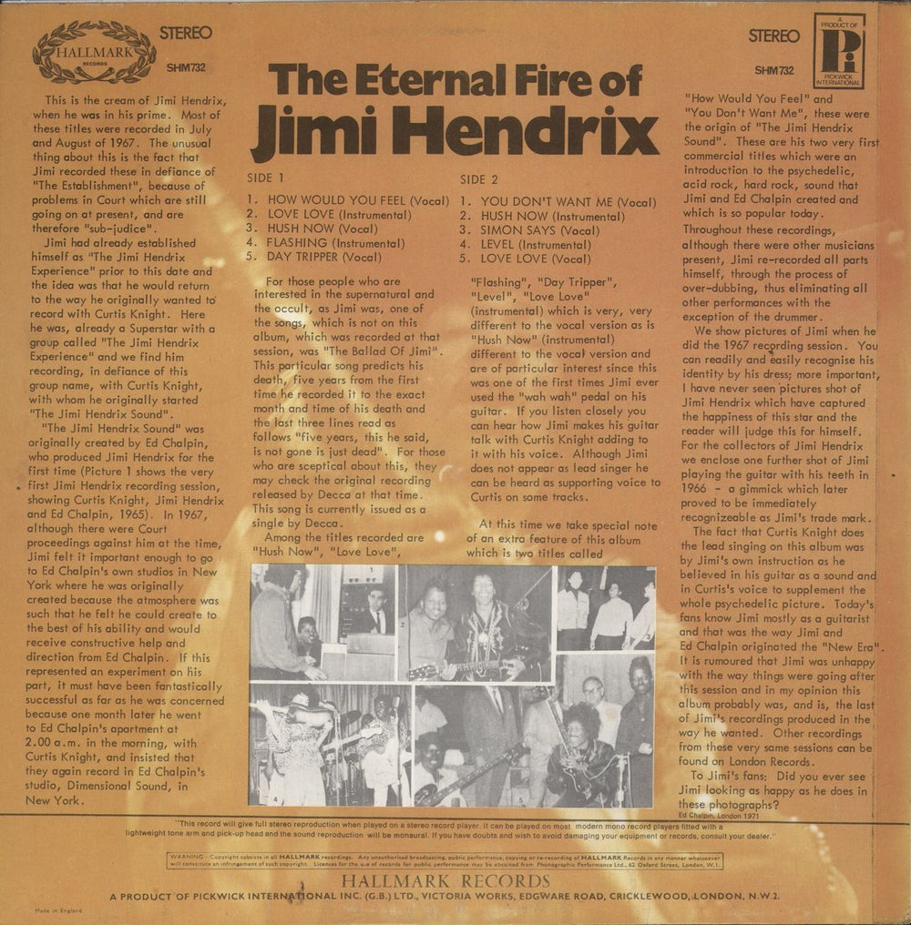 Jimi Hendrix The Eternal Fire Of Jimi Hendrix UK vinyl LP album (LP record)