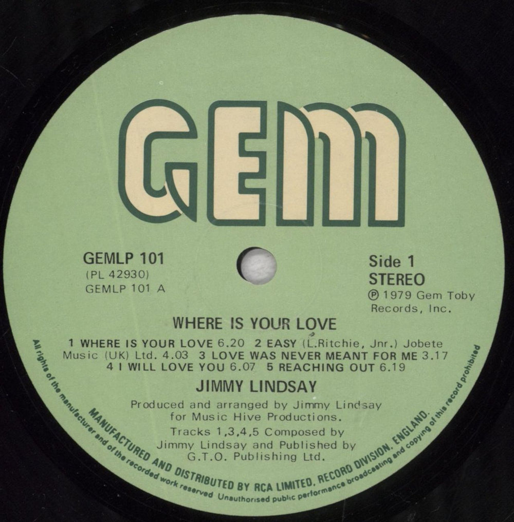 Jimmy Lindsay Where Is Your Love UK vinyl LP album (LP record) LN5LPWH848422