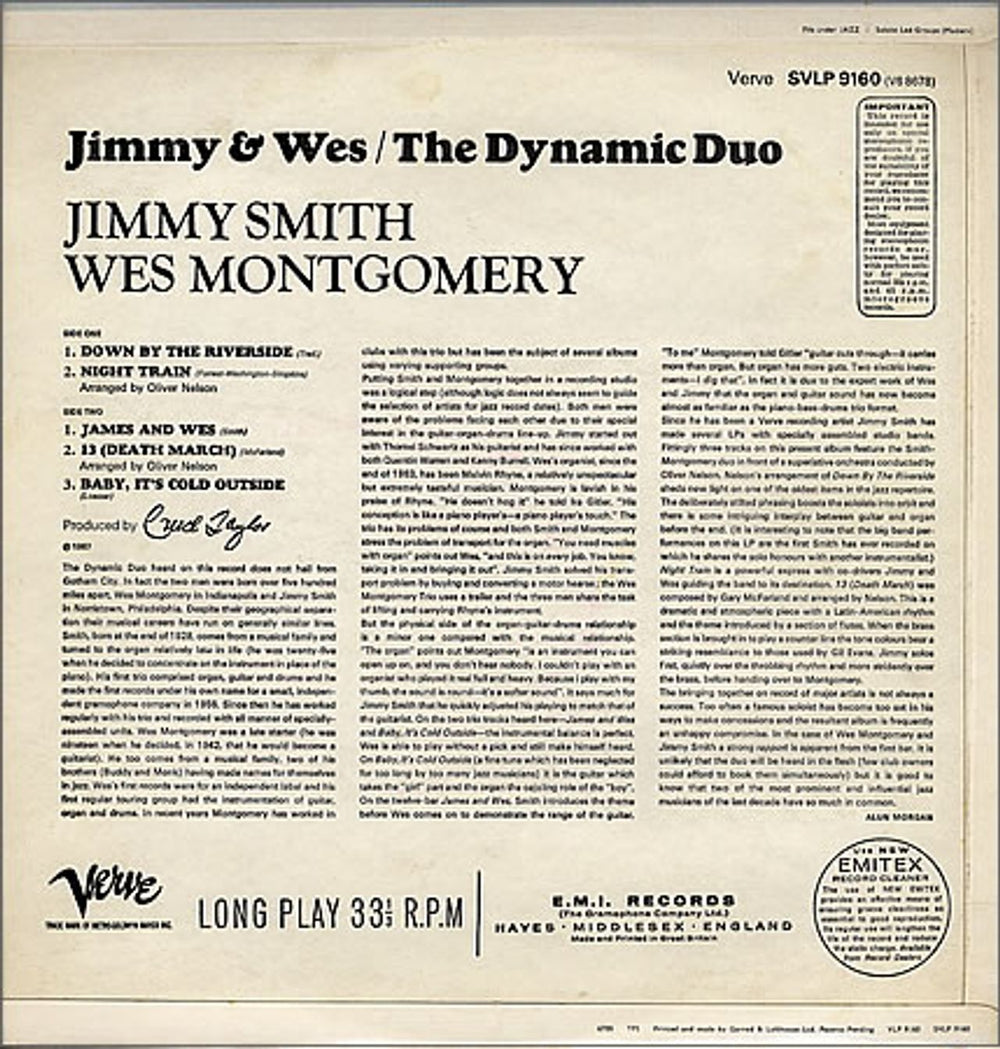 Jimmy Smith & Wes Montgomery The Dynamic Duo UK vinyl LP album (LP record) S+MLPTH362865