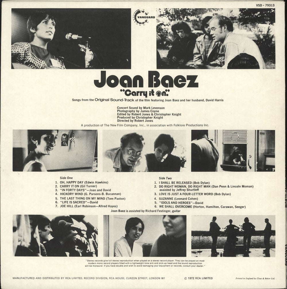 Joan Baez Carry It On UK vinyl LP album (LP record)