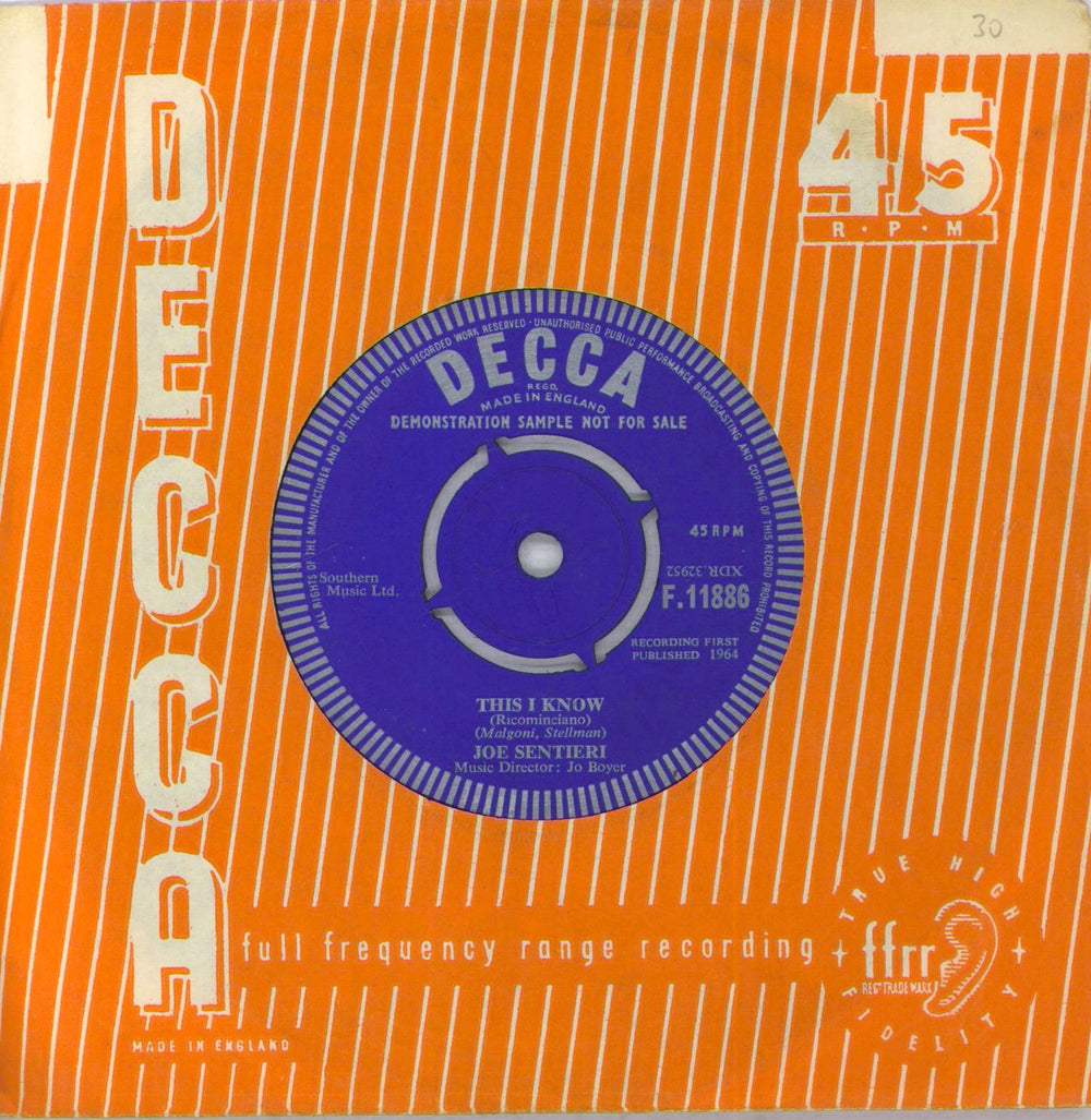 Joe Sentieri I Have Loved You - A Label UK Promo 7" vinyl single (7 inch record / 45)