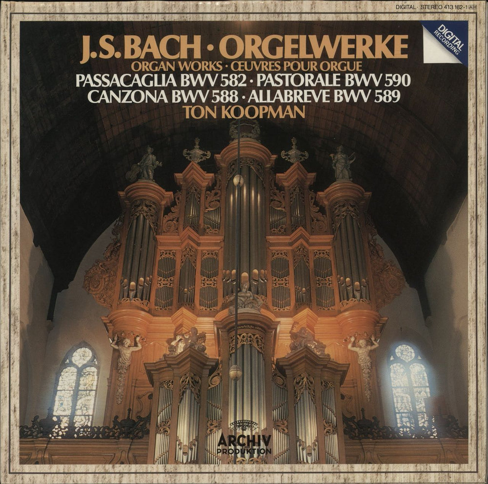 Johann Sebastian Bach Organ Works - Passacaglia BWV 582 / Pastorale BWV 590 / Canzona BWV 588 / Allabreve BWV 589 German vinyl LP album (LP record) 413162-1