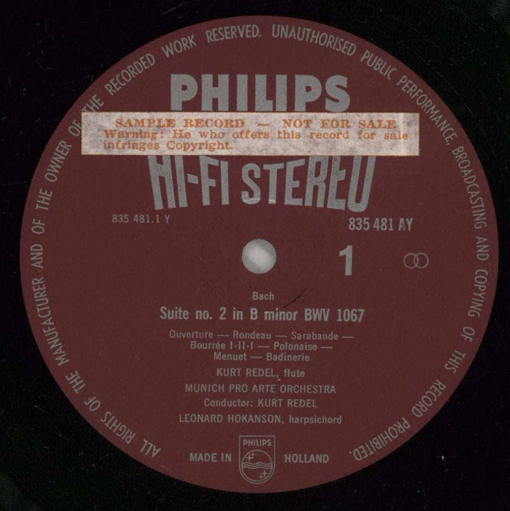 Johann Sebastian Bach The 5 Suites For Orchestra - 2; Suites nos. 2 and 3 - Factory Sample Dutch Promo vinyl LP album (LP record) JHHLPTH873462