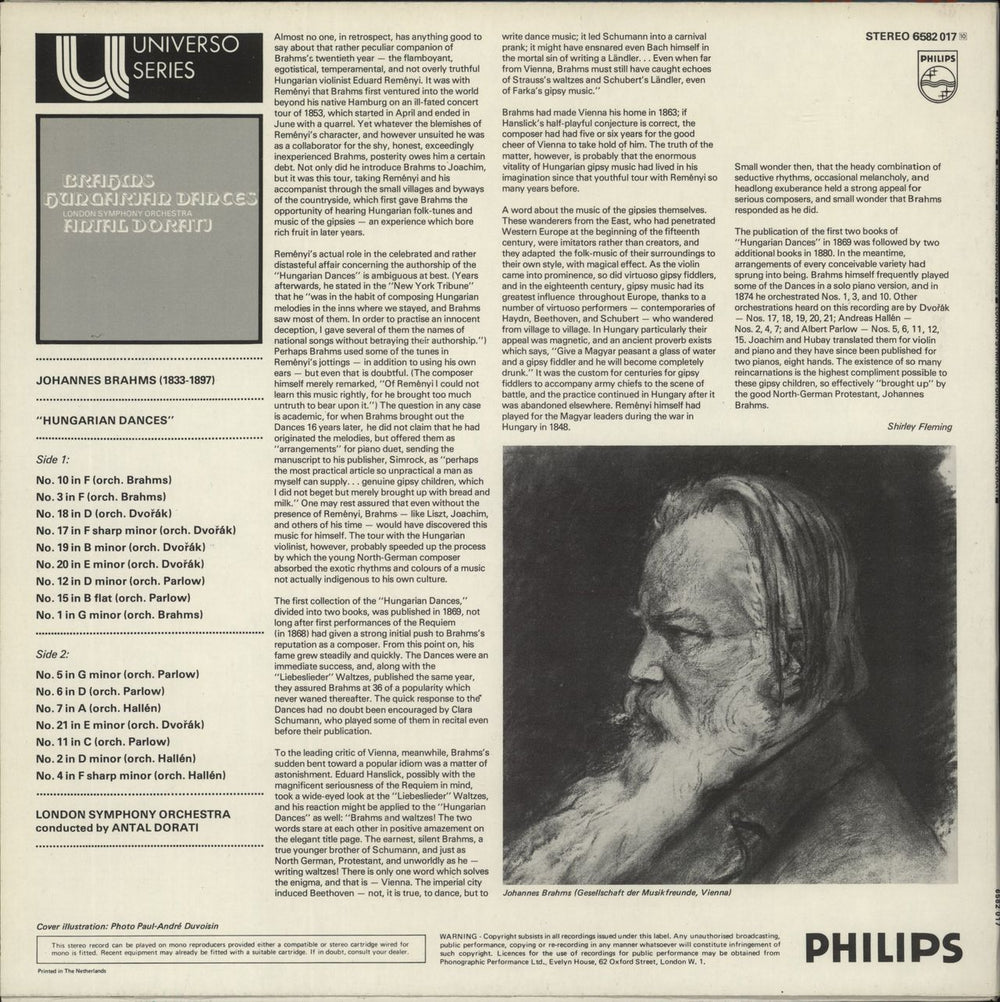 Johannes Brahms Hungarian Dances - White Label Test Pressing Dutch Promo vinyl LP album (LP record)