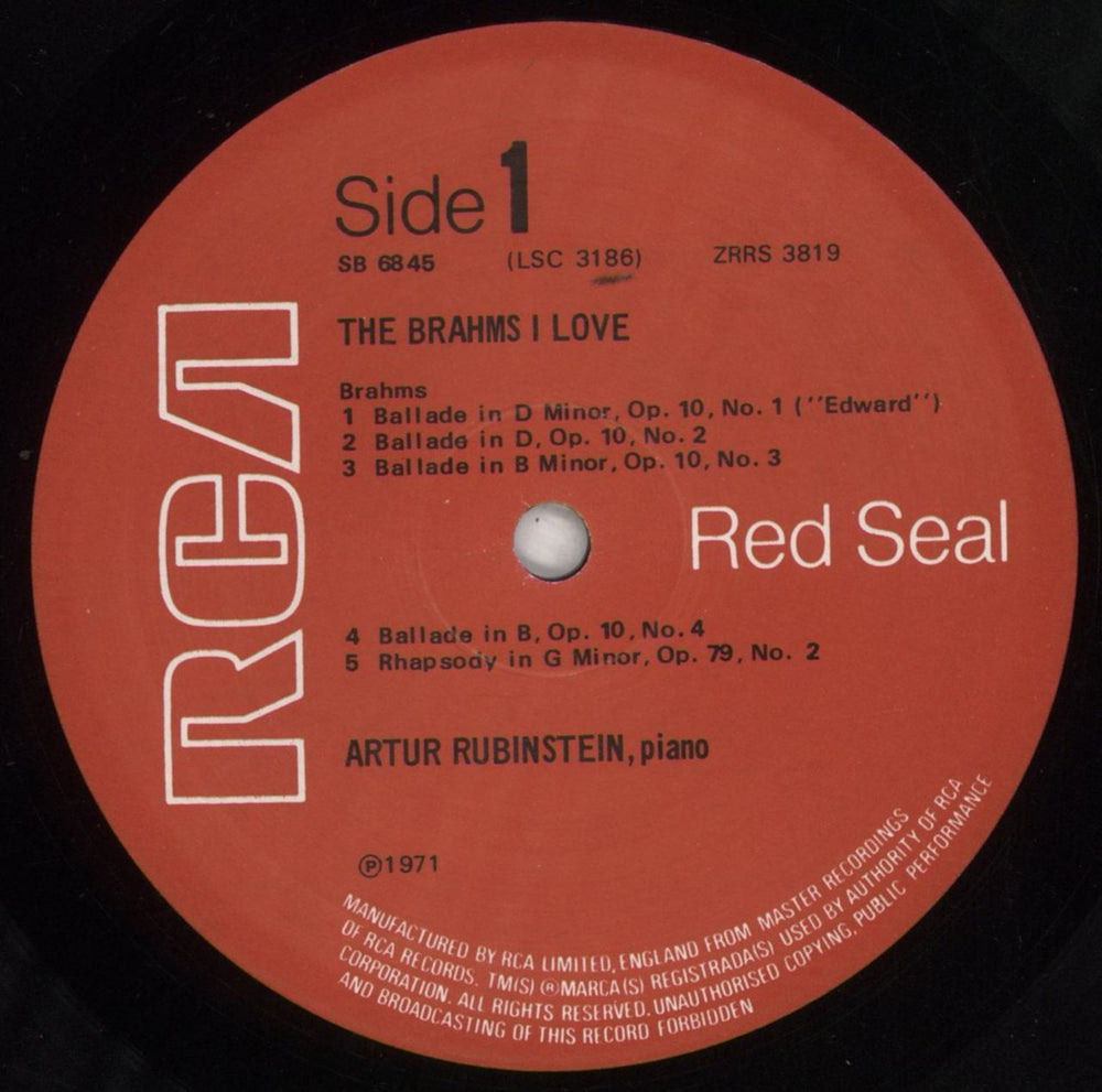 Johannes Brahms The Brahms I Love UK vinyl LP album (LP record) B10LPTH857003