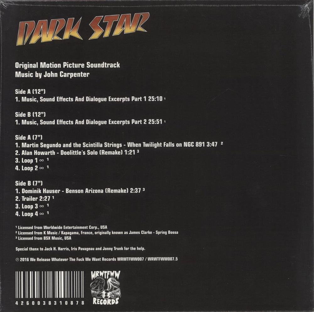 John Carpenter Dark Star [Original Motion Picture Soundtrack] - Red Vinyl + 7" Swiss vinyl LP album (LP record)