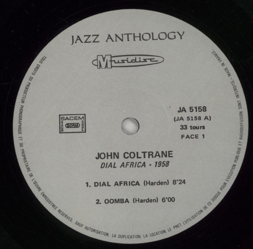 John Coltrane Dial Africa 1958 French vinyl LP album (LP record) JCOLPDI661288