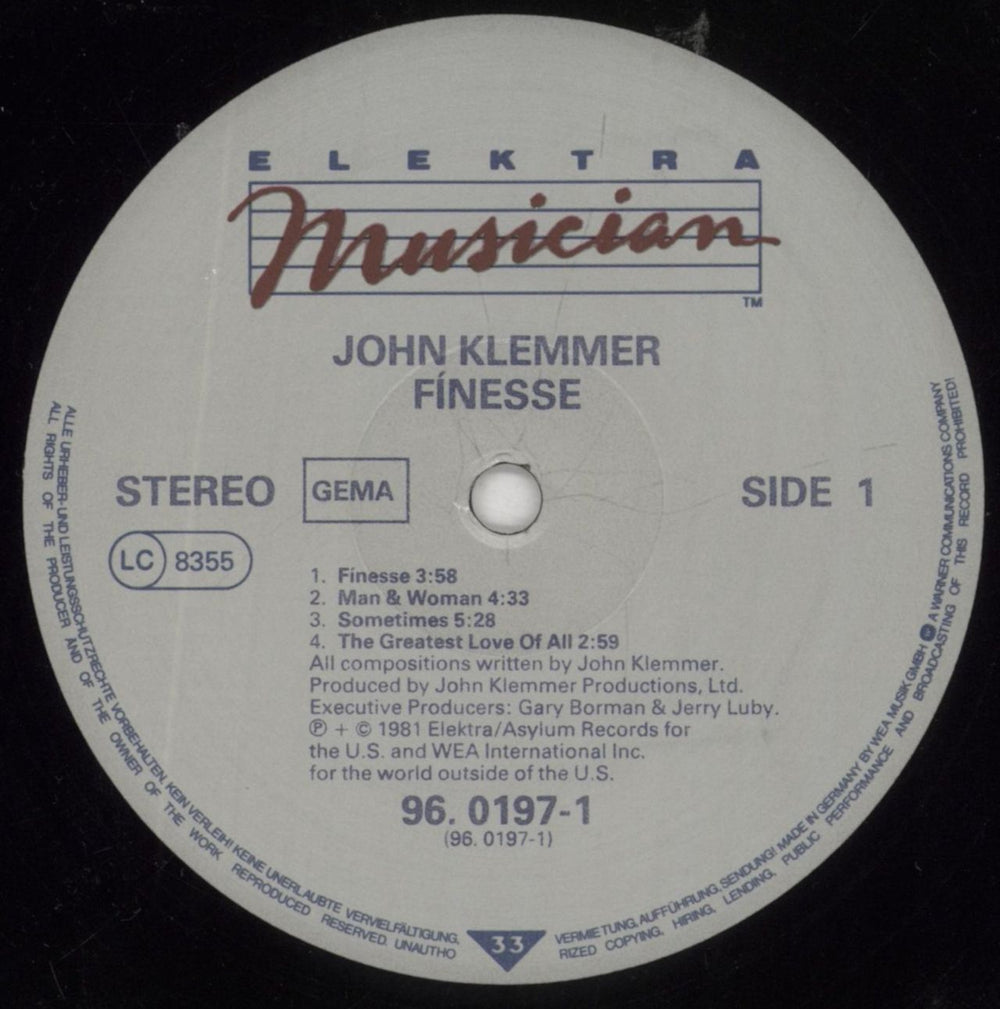 John Klemmer Finesse German vinyl LP album (LP record) KLALPFI853895