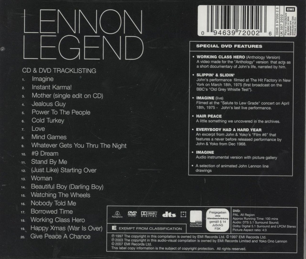 John Lennon Lennon Legend UK 2-disc CD/DVD set 094639720026