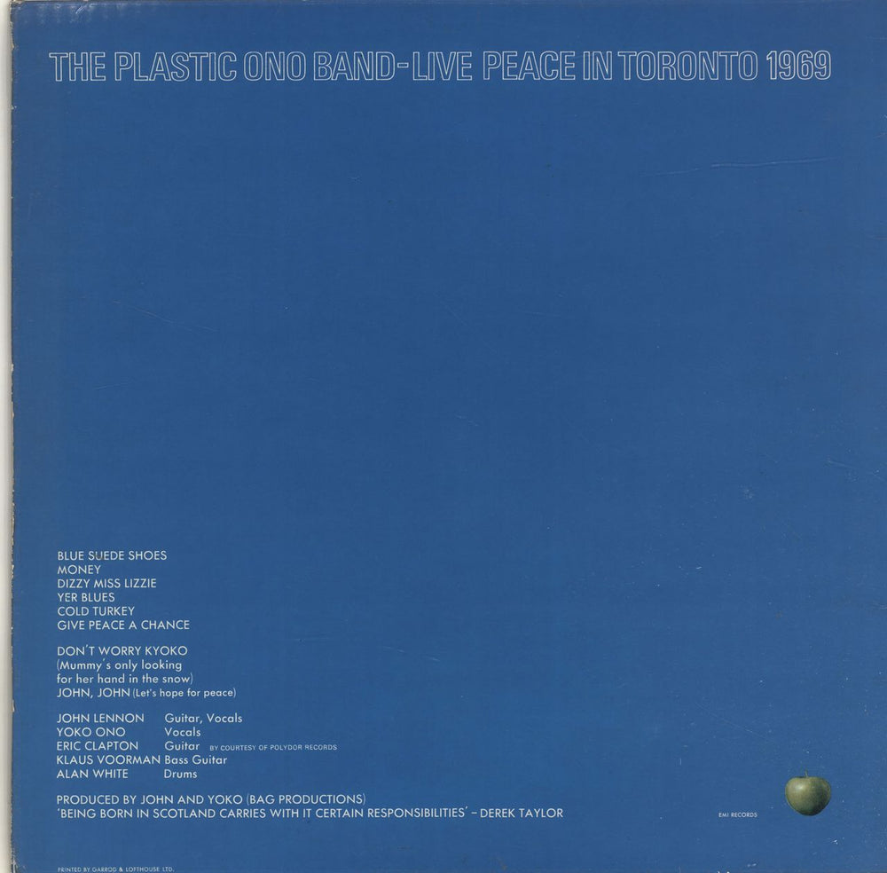 John Lennon Live Peace In Toronto 1969 UK vinyl LP album (LP record)