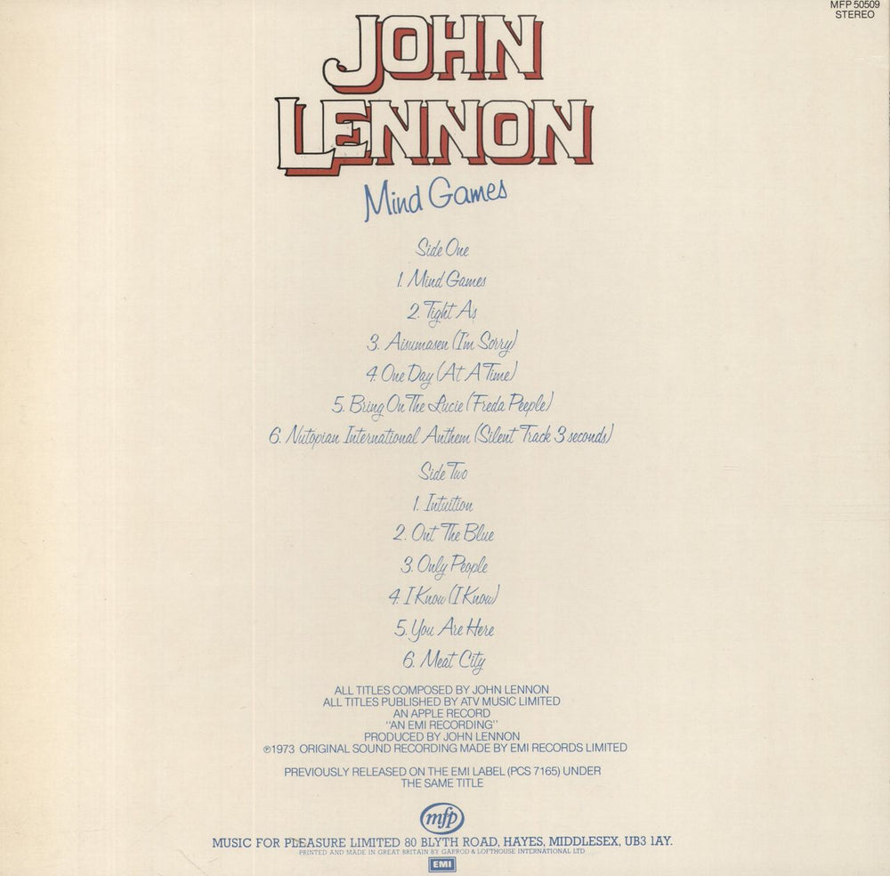 John Lennon Mind Games - EX UK vinyl LP album (LP record)