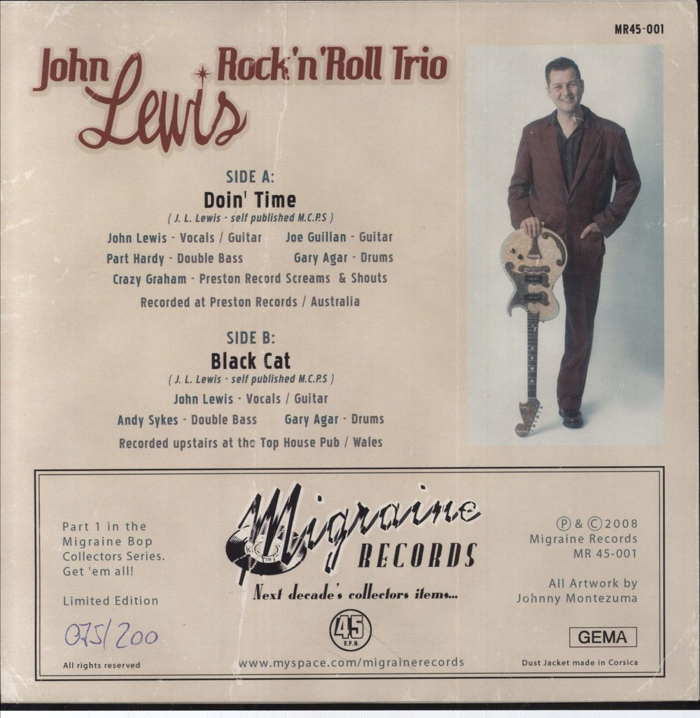 John Lewis [Rockabilly] Doin' Time / Black Cat - Yellow Vinyl German 7" vinyl single (7 inch record / 45)