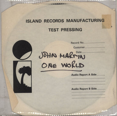 John Martyn One World - Test Pressing UK vinyl LP album (LP record) ILPS9492