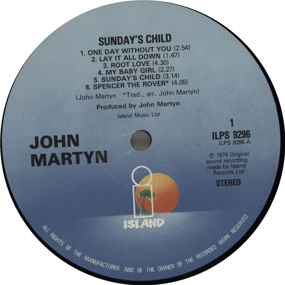 John Martyn Sunday's Child - 4th UK vinyl LP album (LP record) JMYLPSU679610
