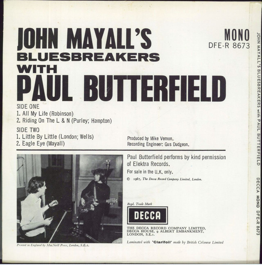 John Mayall John Mayall's Bluesbreakers + p/s UK 7" vinyl single (7 inch record / 45)