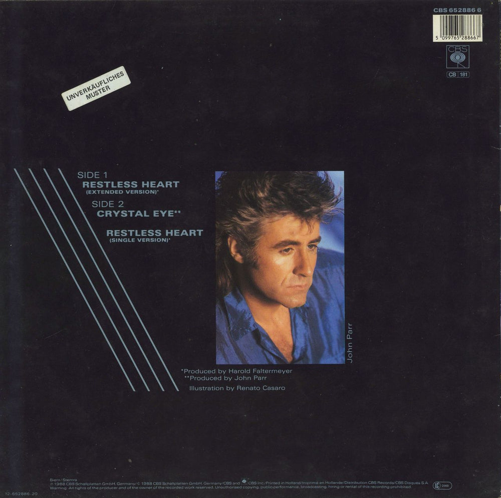 John Parr Restless Heart German 12" vinyl single (12 inch record / Maxi-single) 5099765288667