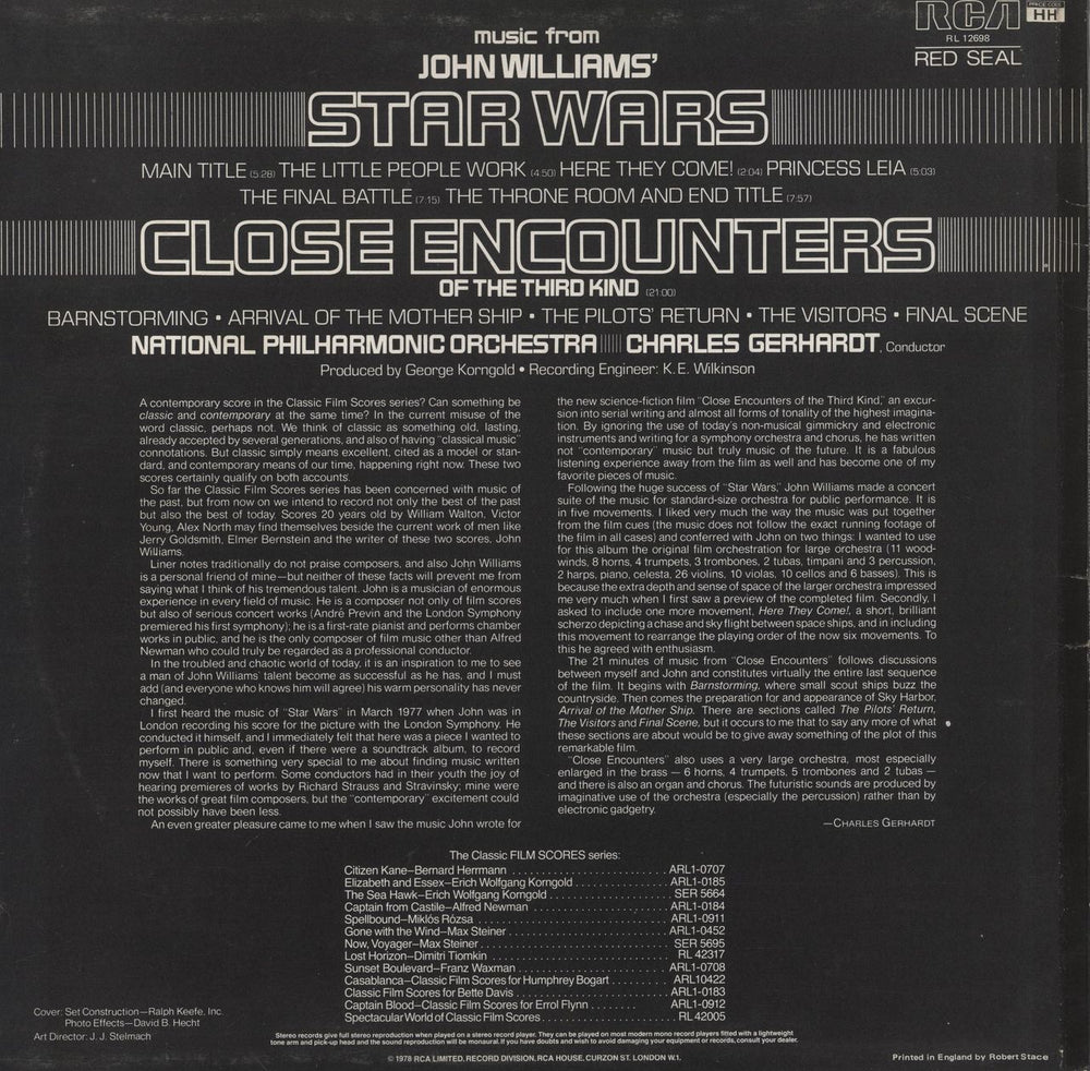 John Williams (Composer) Close Encounters Of The Third Kind & Star Wars UK vinyl LP album (LP record)