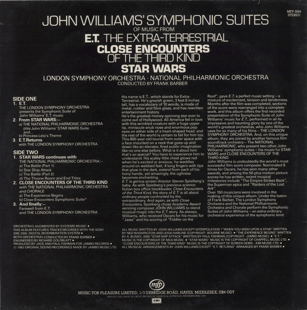 John Williams (Composer) Symphonic Suites UK vinyl LP album (LP record)