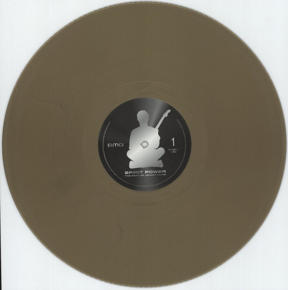 Johnny Marr Spirit Power: The Best Of Johnny Marr - Gold Vinyl - Autographed UK 2-LP vinyl record set (Double LP Album) JYR2LSP873869
