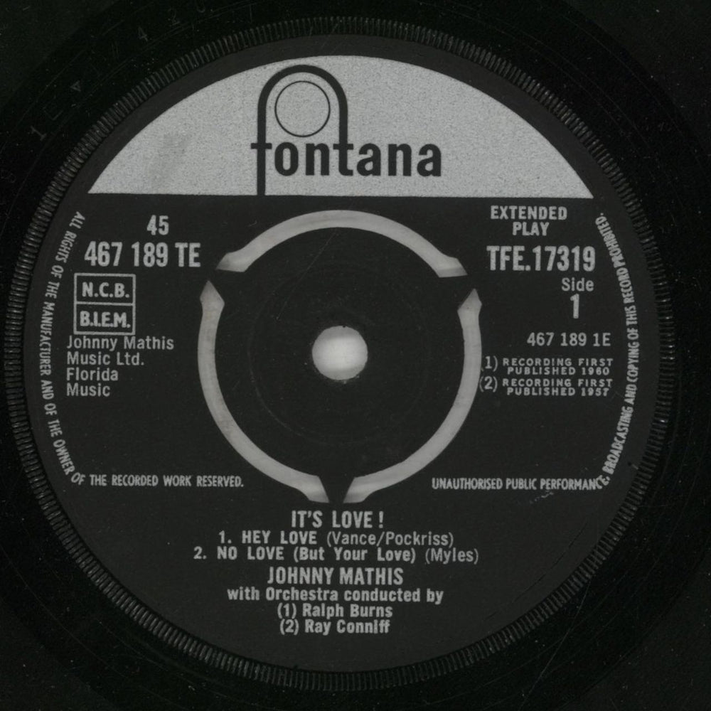 Johnny Mathis It's Love UK 7" vinyl single (7 inch record / 45) J-M07IT854932
