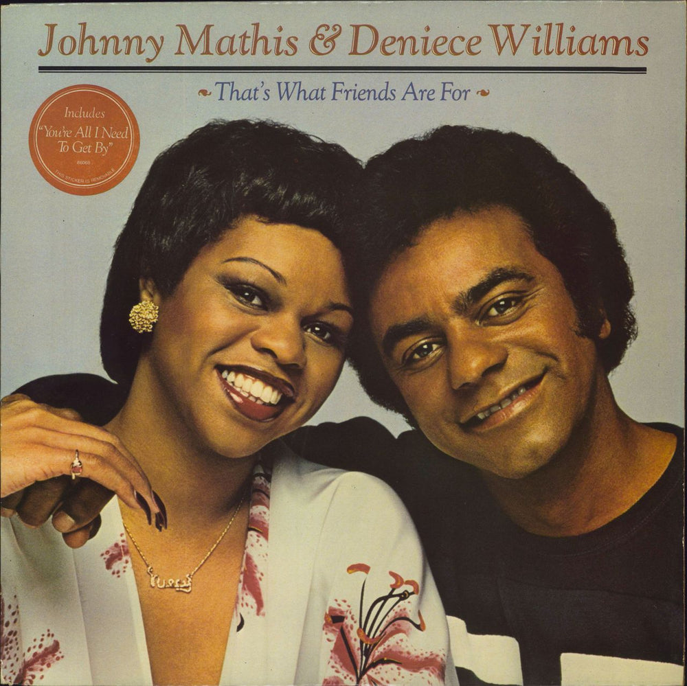 Johnny Mathis That's What Friends Are For - Hype Stickered Sleeve UK vinyl LP album (LP record) 86068