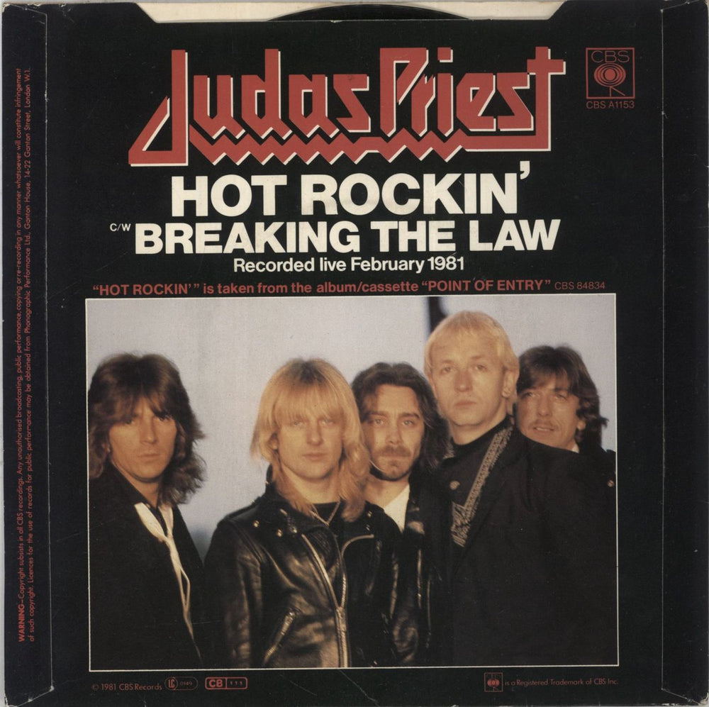 Judas Priest Hot Rockin' UK 7" vinyl single (7 inch record / 45)