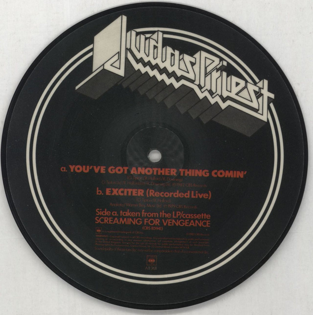 Judas Priest You've Got Another Thing Comin' UK 7" vinyl picture disc (7 inch picture disc single)