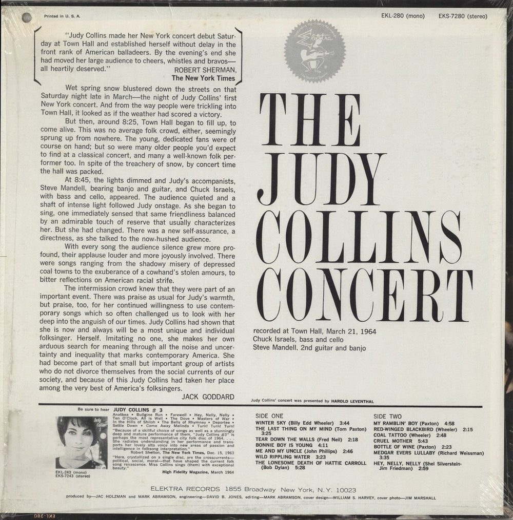 Judy Collins The Judy Collins Concert US vinyl LP album (LP record)
