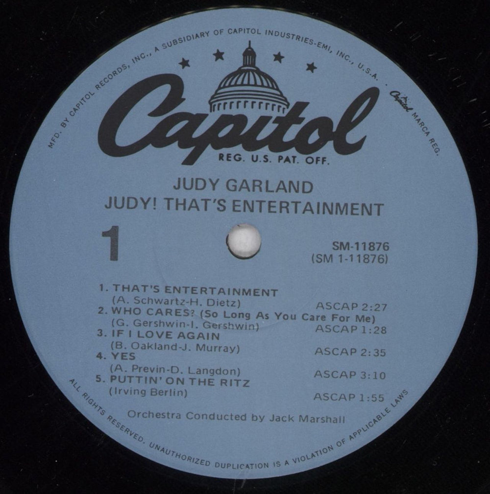 Judy Garland That's Entertainment US vinyl LP album (LP record) JGLLPTH845535