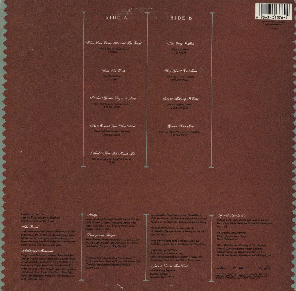 Juice Newton Ain't Gonna Cry US vinyl LP album (LP record) 078635837612