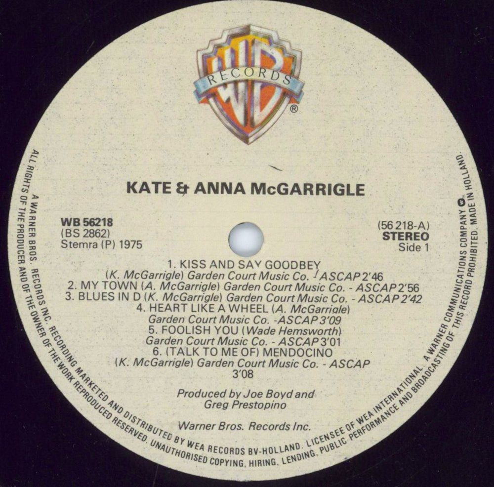 Kate & Anna McGarrigle Kate & Anna McGarrigle Dutch vinyl LP album (LP record) K&ALPKA798461