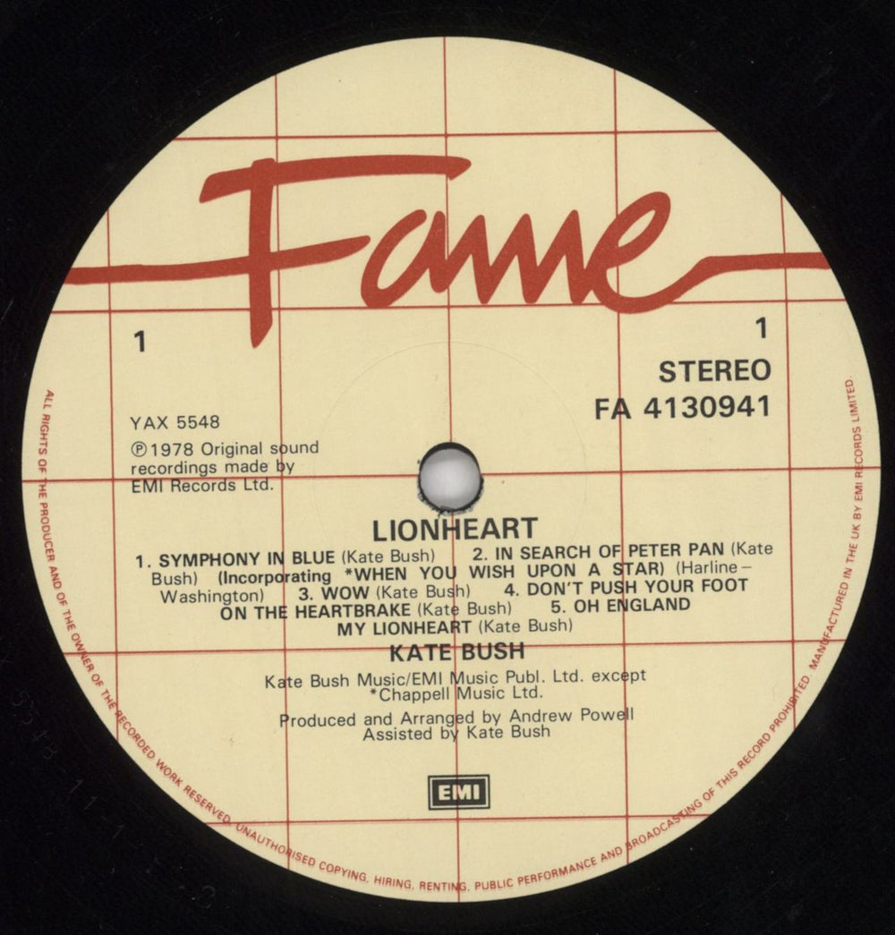 Kate Bush Lionheart UK vinyl LP album (LP record) BUSLPLI275771