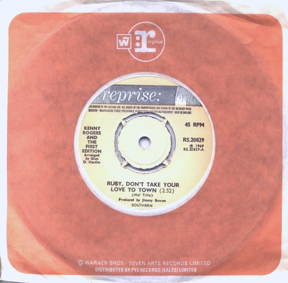 Kenny Rogers & The First Edition Ruby, Don't Take Your Love To Town - 4pr UK 7" vinyl single (7 inch record / 45) RS.20829