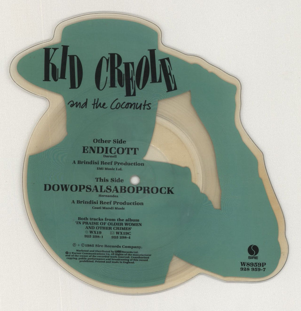 Kid Creole & The Coconuts Endicott UK shaped picture disc (picture disc vinyl record)