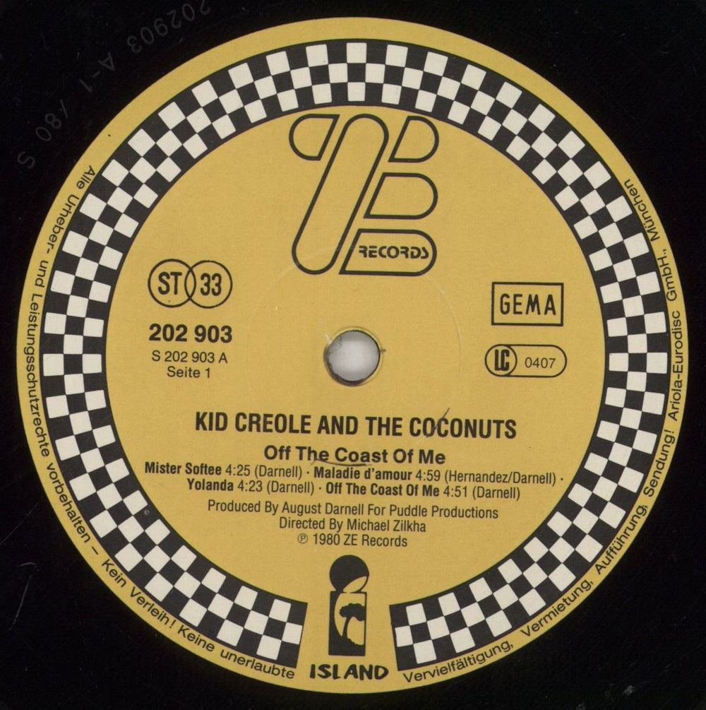 Kid Creole & The Coconuts Off The Coast Of Me German vinyl LP album (LP record) KDCLPOF740343