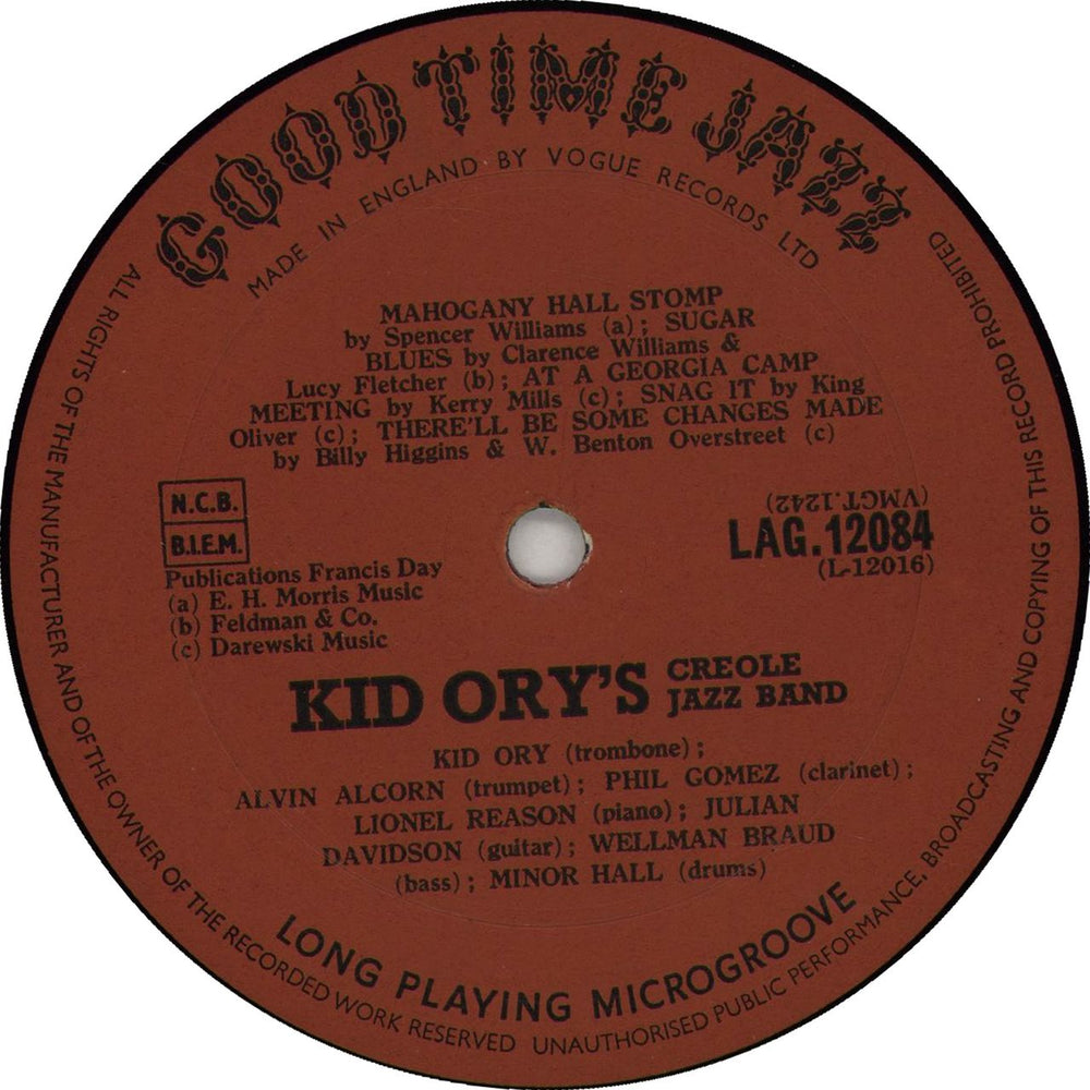 Kid Ory The Legendary 'Kid' UK vinyl LP album (LP record)