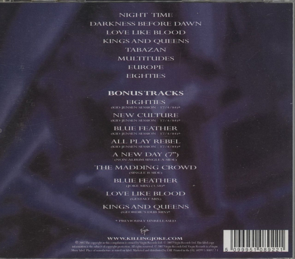 Killing Joke Night Time UK CD album (CDLP) 5099951089221