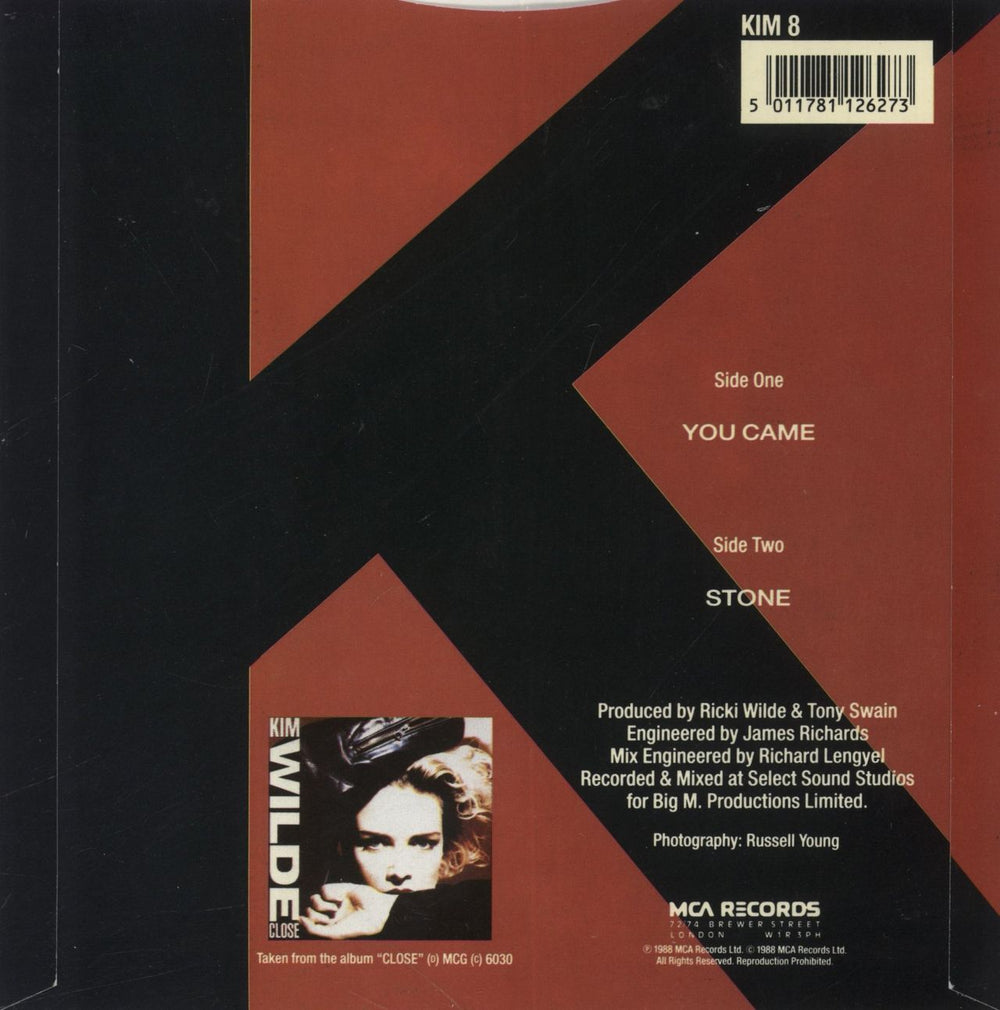 Kim Wilde You Came - Autographed UK 7" vinyl single (7 inch record / 45) 5011781126273
