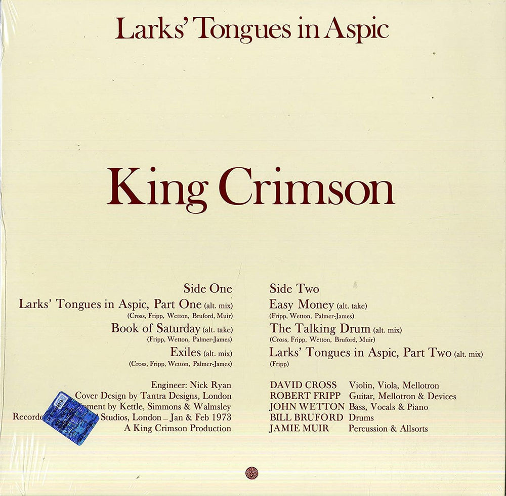 King Crimson Larks' Tongues In Aspic - Alt Mixes - 200 Gram - Sealed UK vinyl LP album (LP record) KNCLPLA796466