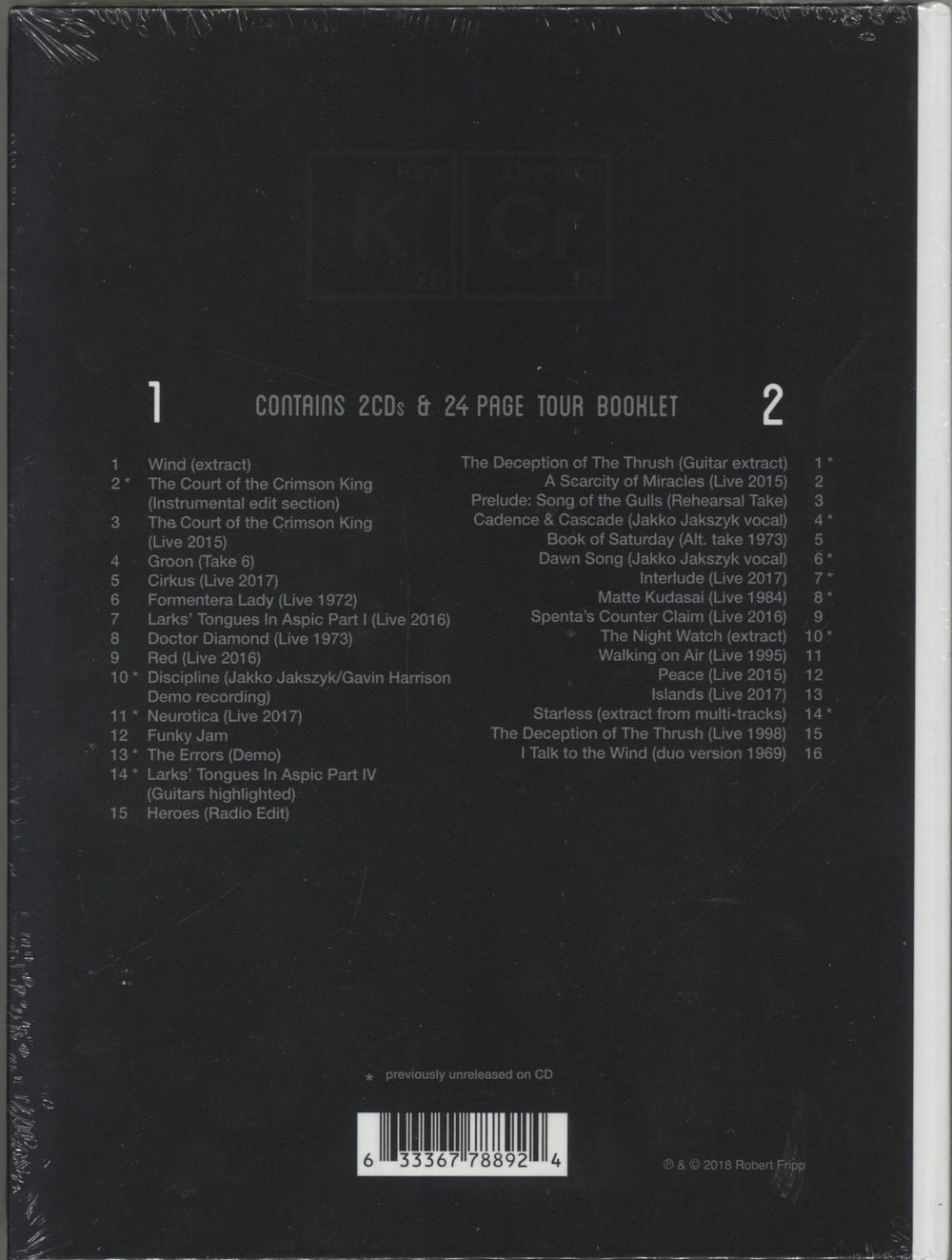 King Crimson The Elements - 2018 Tour Box - Sealed UK 2 CD album set (Double CD) 633367788924