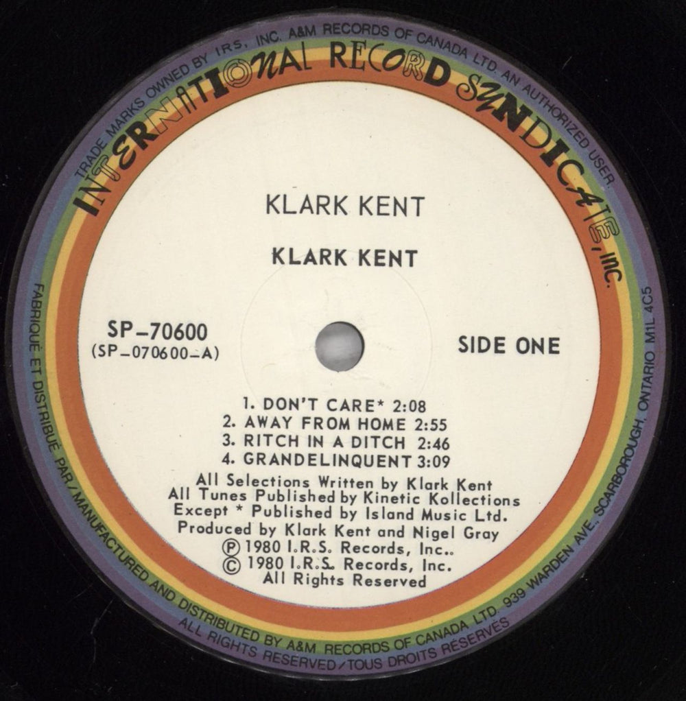 Klark Kent Klark Kent Canadian vinyl LP album (LP record) KLKLPKL834128